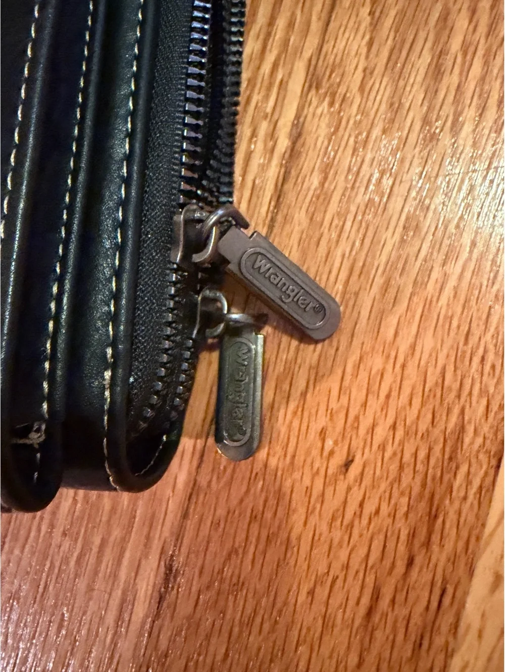 Wrangler Black Leather Crossbody Wallet Bag with Adjustable Strap